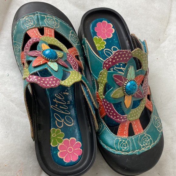 Shoe slide 37 floral turquoise - Picture 6 of 6
